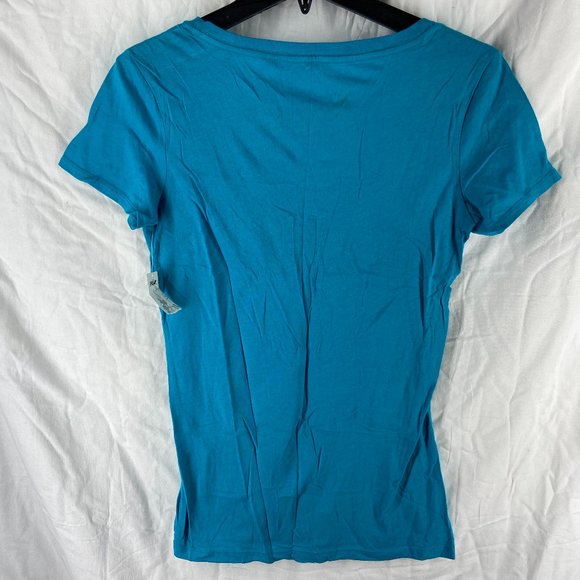 Nollie Blue Teal V-Neck Graphic T-Shirt Size M - Picture 2 of 9